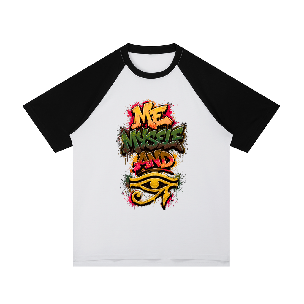 Contrast Raglan Sleeve Mesh T-Shirt